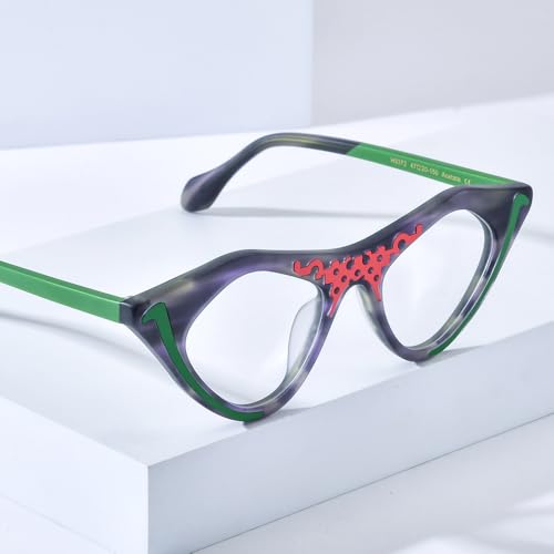 Image of HEPIDEM Multicolor Acetate Glasses Frame Women Cat Eye Eyeglasses Men Optical Spectacles 9291