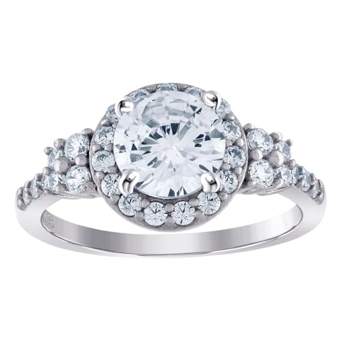 Bague moissanite argent 925 femme pour fiançailles taille 8