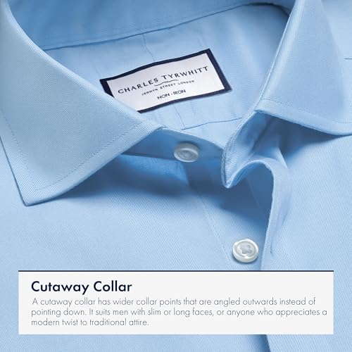 Shirts for Men – Sky Blue Twill Non-Iron Formal Dress Shirt – Long Sleeve Cotton Shirt4