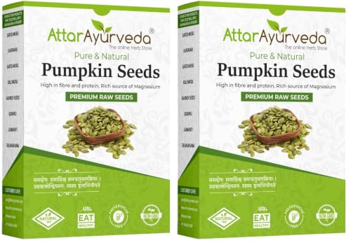Image of Attar Ayurveda Raw pumpkin seeds for eating (250 grams) | Protein and Fiber Rich Superfood | Unsalted, unroasted (Pack of 2)