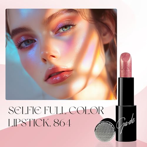 Image of GA-DE Selfie Full Color Lipstick, 864 - Long Lasting High Pigment Lipstick with Argan Oil - Creamy Radiant Shine and Hydrating Benefits - 0.14 oz