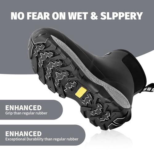WOVENPAK Rubber Boots for Men, Waterproof Ankle Rain Boots Men, Insulated Work Shoes Outdoor Mud Boots for Gardening, Hunting, Farming, Camping and Yard, Size 12 - image 4