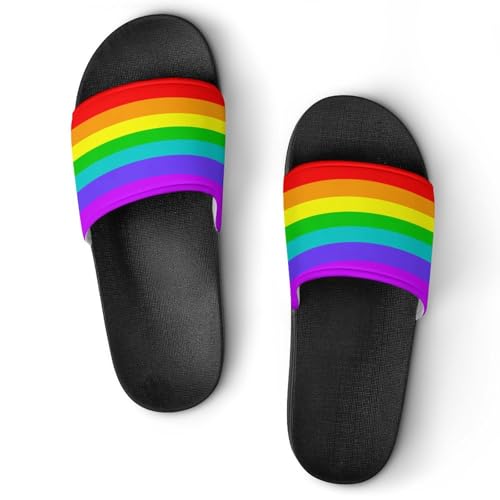 Rainbow Flag Slides Shoes Mans Woman Slide Sandals Non Slip Bath Open Toe Shoe Lightweight Pool Shoes Flat Slides
