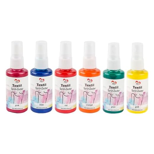 Pintura en Spray para Textiles de 6 x 50 ml, 6 Colores Altamente pigmentados con el máximo Brillo para Textiles claros, a Base de Agua (Spray Mago 1 | Rosa, Azul, Rojo, Naranja, Verde, Amarillo)
