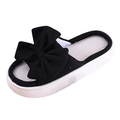 Women's Slippers Cozy Open Toe Thick Soled Bow Slide Casual Shoes For Home Relaxation Comfortable Soft Indoor