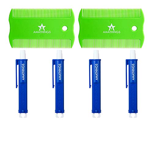 AMATHINGS Kit de toilettage pour chiens et chats avec 4 pinces à tiques et 2 peignes à tiques Cover