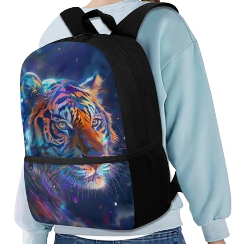 Gradient Tiger Print Backpack for Girls 6-12 Cute Backpack Waterproof Portable Bookbag with Handle Straps Casual Canvas Travel Daypack4