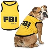 Parisian Pet Dog Shirt – 100% Cotton FBI Shirts for Large Dogs – Yellow Sleeveless Pet Clothes – Lightweight Dog Apparel – Breathable Dogs Clothes - Stretchy Pet T Shirts