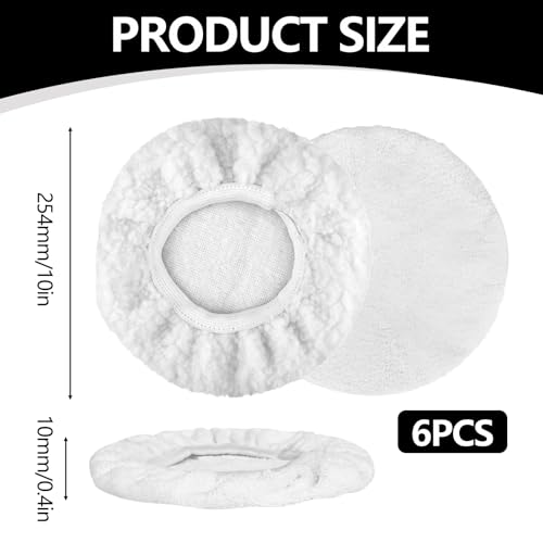 6er Polierhauben, Auto Polierhauben Set Weiche Mikrofaser Polierhaube Baumwoll Polierhauben 230mm-Polierhaube 250mm zum Wachsen und Autopolieren(Weiß)
