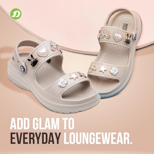 Image of DOCTOR EXTRA SOFT Women's Metallic Charms Fashion Slippers /Sandals With Adjustable Back Strap|Comfortable|Lightweight|Stylish & Anti-Skid|Waterproof Casual Beach Slides Mules Girls & Ladies D-533