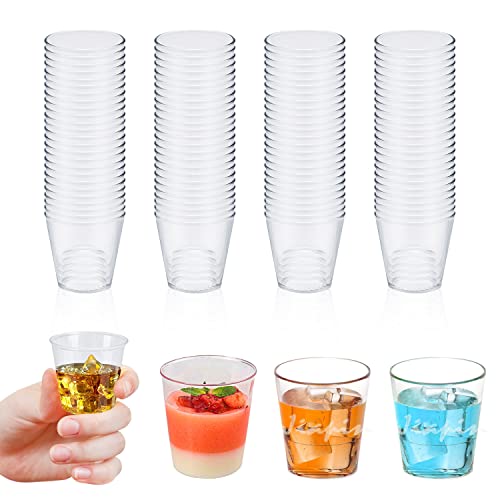 Vasos Chupito Plastico, 100 Piezas Vasos Plastico Duro, 30ML Vasos Chupito Plastico, Reutilizable Vasitos para Postres, Vasitos Aperitivos Plastico Adecuado para Bodas Fiestas Cumpleaños Cata Vinos