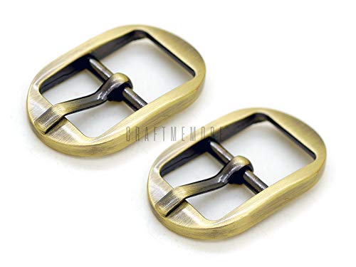 CRAFTMEMORE 4pcs 1/2", 5/8" Belt Buckle Single Prong Oval Center Bar Buckles for Belt Purse Making Accessories SC60 (5/8 Inch, Brushed Brass) by CRAFTMEMORE - Used condition - US$11.85