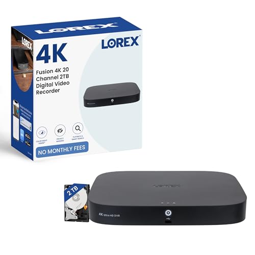 Lorex 4K Fusion DVR for Security System | 20 Channel (16 Wired + 4 Fusion) | 2TB Local Storage | Smart Motion Detection | Active Deterrence | No Monthly Fees | Voice Control | Expandable to 16TB