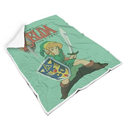 XHJQ88 Manta Zelda patrón de Lucha impresión Premium Big Albornoz Mantas – Verde Oficina Desgaste Adecuado para sofá Dormir Uso, Polar, Blanco, 60x80 Inch