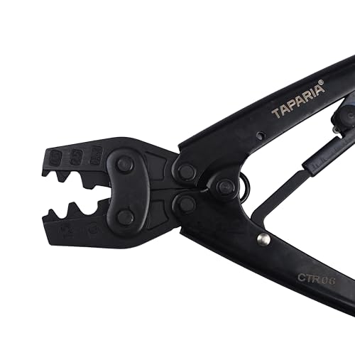 Image of Taparia CTR06 Crimping Tool - 0.5 to 6mm Capacity, 5-Point Ratchet Mechanism, Non-Insulated Terminals & Ferrules, Ergonomic Handle for Electricians & Technicians