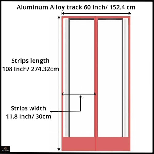 Image of Qlarity Covers 2mm PVC Magnetic Curtain Strips, Transparent, 60 X 108 Inch | 5 Strips, 8.5 Inch Vinyl, Auto Closing Insulated, 3pcs Hanger X 9ft Long, For Home & Warehouses
