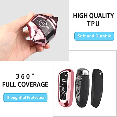 Mild East For Ford Key Fob Cover With Keychain, Car Key Case Shell Soft Tpu Full Protect 5 Button For Ford Explorer Mustang Bronco Fusion Escape Edge Expedition F150 F250 F350 F450 F550 Lincoln (Pink) #TOP4