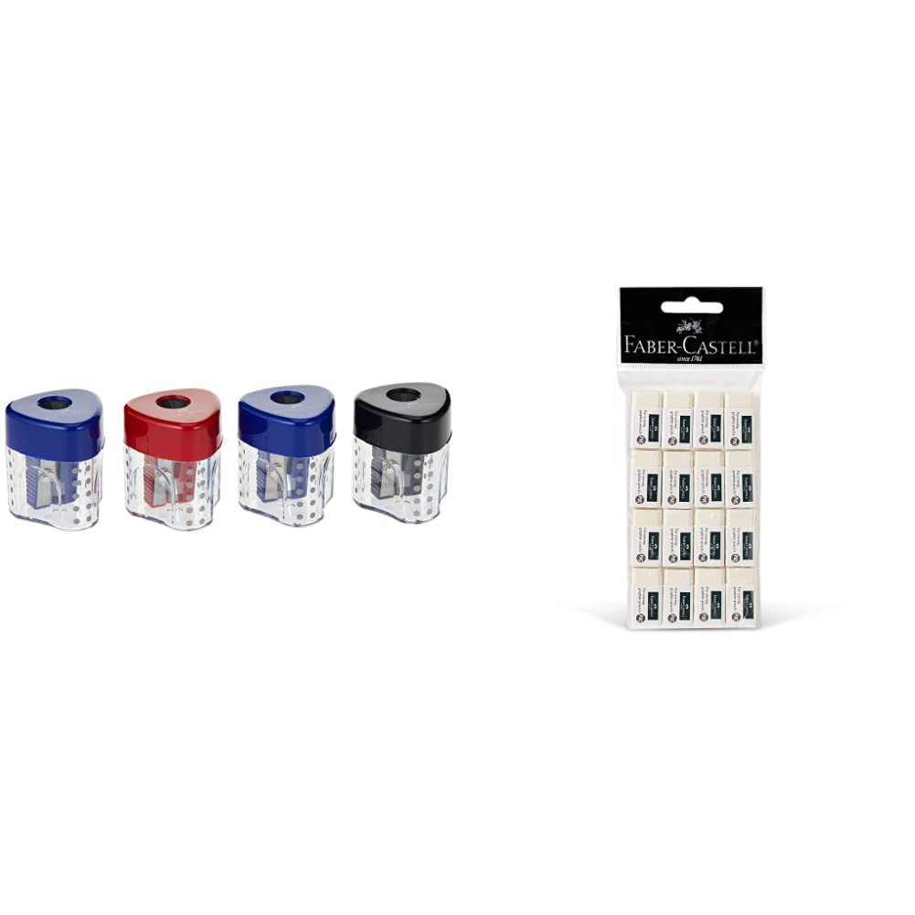 Faber-CastellSHARPENER SINGLE HOLE + ERASER SMALL POLY BAG OF 16PC