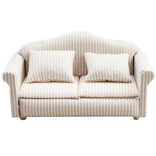 Fopytu - Fopytu Canapé de Maison de poupée, Canapé Miniature à l'échelle 1/12 avec oreillers, Meubles de Maison de poupée Miniature, canapé pour Salon, décor de Maison de poupée