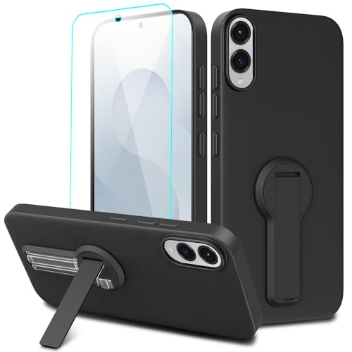 Coque Samsung S25 Edge anti-rayures verre trempé silicone noir béquille antichoc