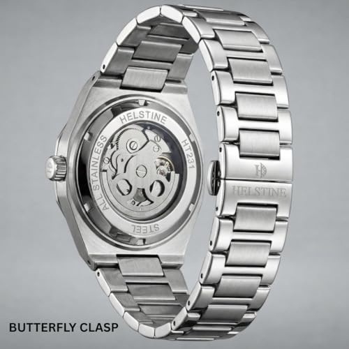 Image of Automatic Watch for Men | Skeleton Dial, Tourbillon Style Mechanical Movement | 48H Power Reserve | Stainless Steel Case & Bracelet | Hardlex Crystal | Luminous Hands | 3ATM Water Resistant | Butterfly Clasp