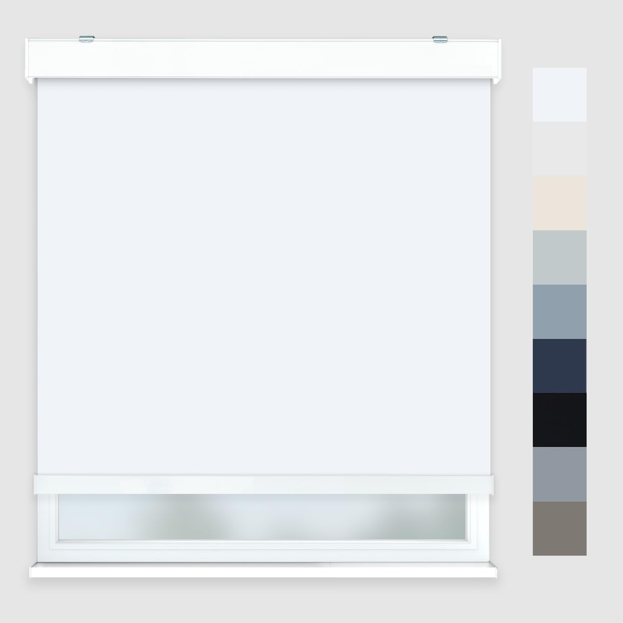FOIRESOFT Tende oscuranti a rullo oscuranti senza fili [bianco, L 34 x H 121,9 cm] blocco oscuramento della stanza dalla luce solare durante il giorno e protezione UV, tende per finestre isolate