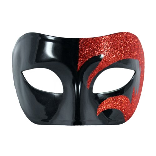 SeasonsTrading Mystic Red Glitter & Black Venetian Masquerade Mask - Mardi Gras Prom Party