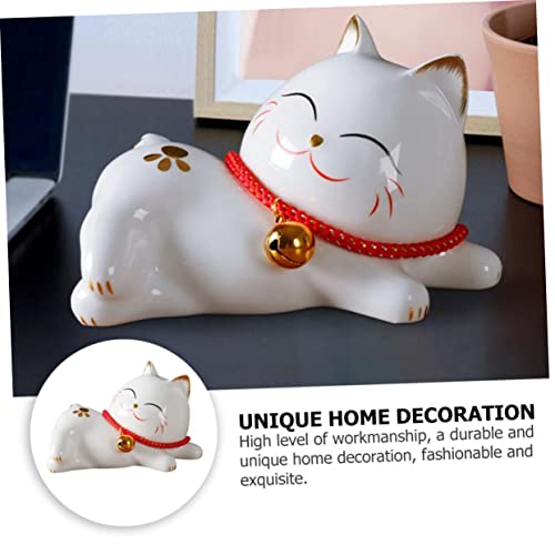 Chat décoratif en céramique blanche pour salon chic et bureau moderne - 3