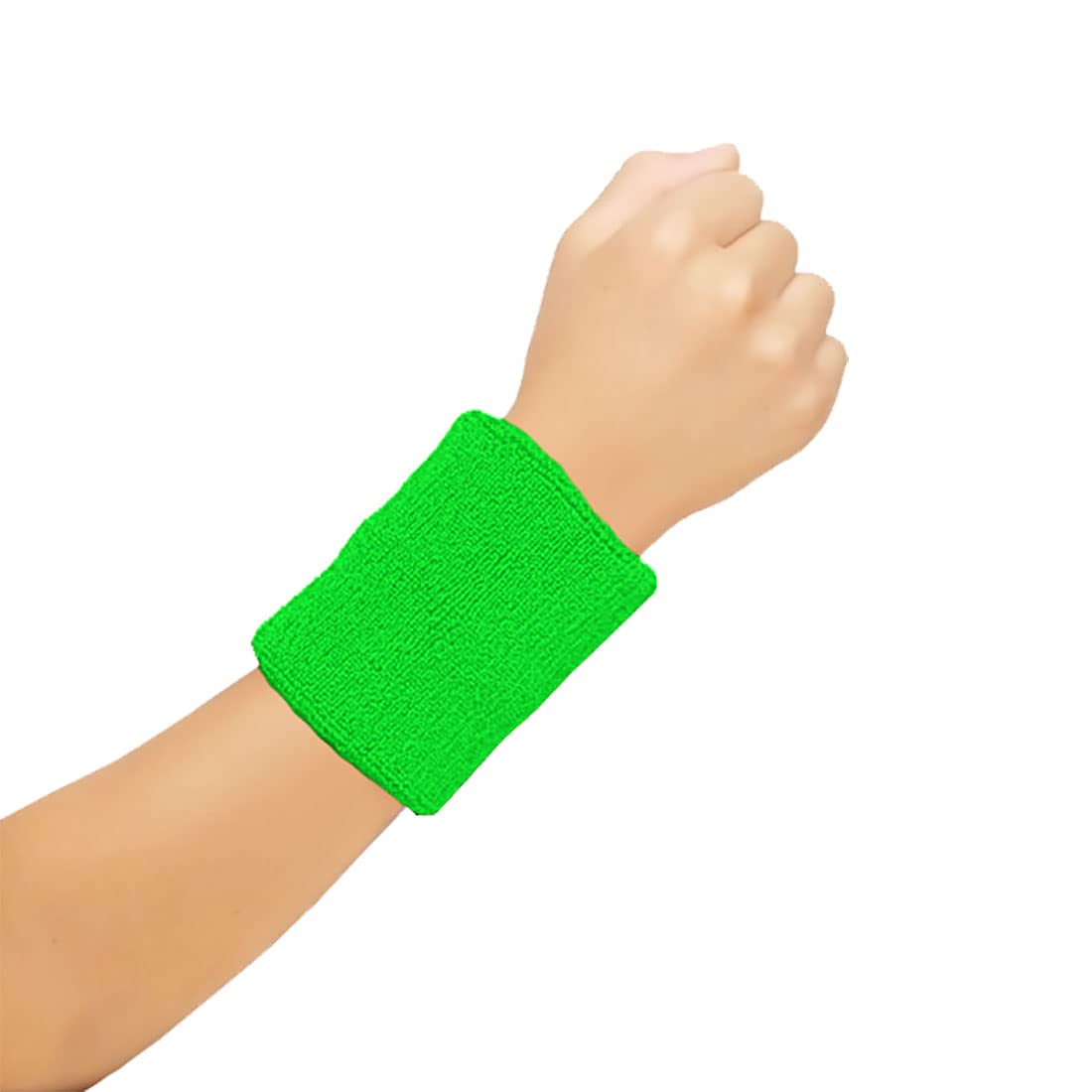 TrendyFashion Adults Towelling Stretchy Elastic Wristband Unisex Running Gym Sports Wear Wrist Band (Green One Size)