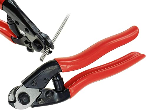 Cable Cutter, Heavy Duty Wire Rope Cutter for DIY Projects, Railing, Decking, Wire Seals & Bicycle Cable | Sharp & Precise One-Hand Operation Steel Cable Cutter