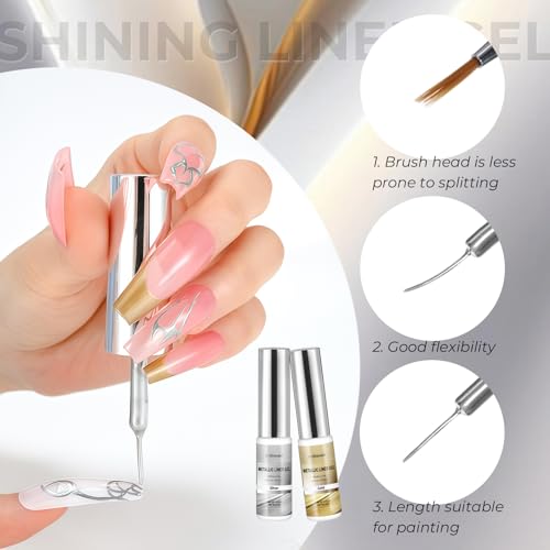 Esmaltes metálicos para uñas plata y oro 2 piezas 6ml miniatura 4