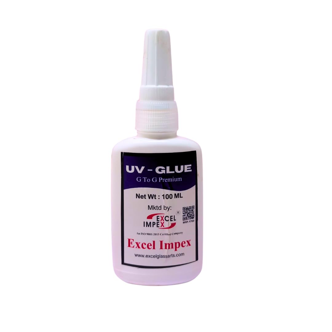 Excel Impex UV Glue G to G Premium 100ML | High-Strength UV Adhesive for Glass-to-Glass Bonding | Fast Cure Clear Glue for DIY, Industrial & Repair Use