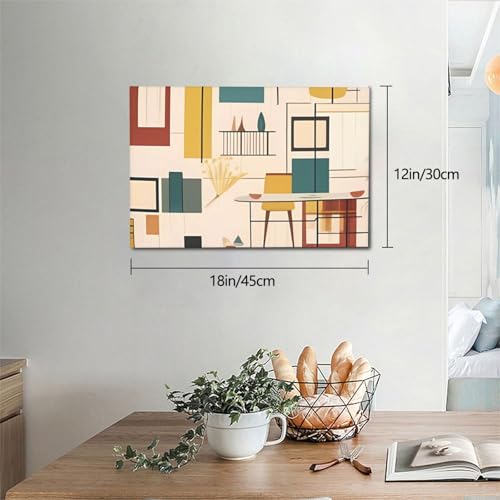 Toile murale moderne du milieu du siècle, œuvre d'art d'intérieur