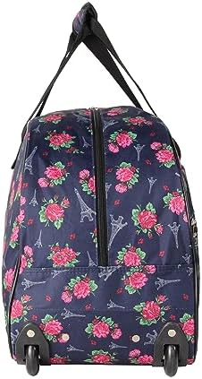 Betsey Johnson 디자이너 휴대용 수하물 컬렉션 - 경량 패턴 55.9cm(22인치) 더플백 - 위켄더 오버나이트 비즈니스 여행 가방, 롤링 스피너 휠 2개 포함, 에펠탑, 레저 여행 — 사진 6