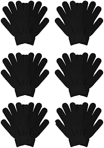 COLEDRE 6 Pairs Winter Gloves for Women Men Soft Black Knit Gloves