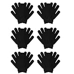 6 Pairs Black Winter Gloves for Women Men Hand Warmers Knit Gloves Cold Weather Magic Thermal Warm Stretchy Mittens for Running Driving Hiking