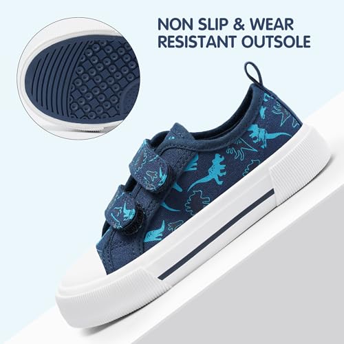 Harvest Land Toddler Kids Canvas Sneakers for Boys and Girls – Casual Walking Shoes with Double Hook-and-Loop Straps, Non-Slip Lightweight Trainers for Baby & Little Kids4