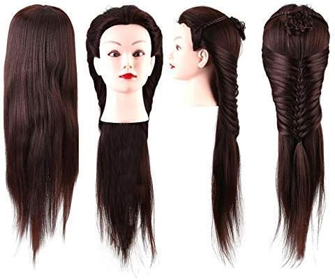 PEMA Hair Dummy For Hair Styling Practice/Cutting, Brown, Synthetic, 26"-28" (Forehead to Back Hair End), 1 Count