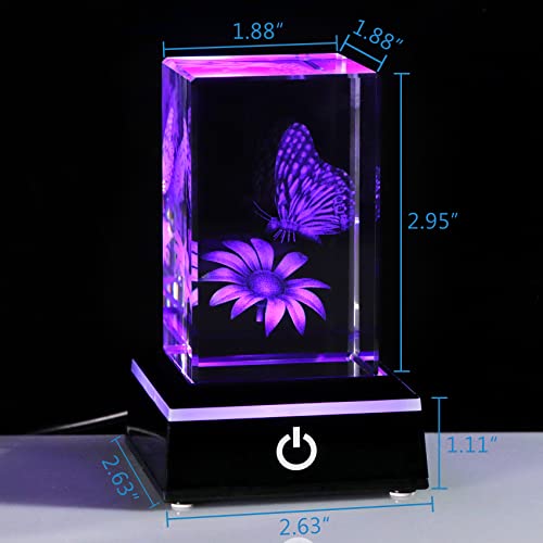 Qianwei Butterfly Gifts For Women, 3D Crystal Monarch Butterfly Figurines Stuff Gifts Girls Home Butterflies Decorfor Butterfly Lovers Her Statue Paperweight Birthday thumb #2