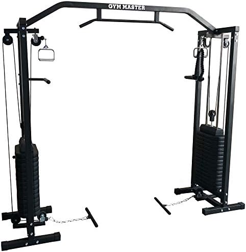 GYM MASTER 180kg Cable Crossover Machine With Upgraded Swivel Pulleys and Pull Up Chinning Bar - Black