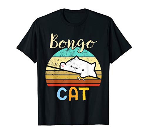 vintage sunset Bongo Cat t-shirt cute Gamer meme gift T-Shirt