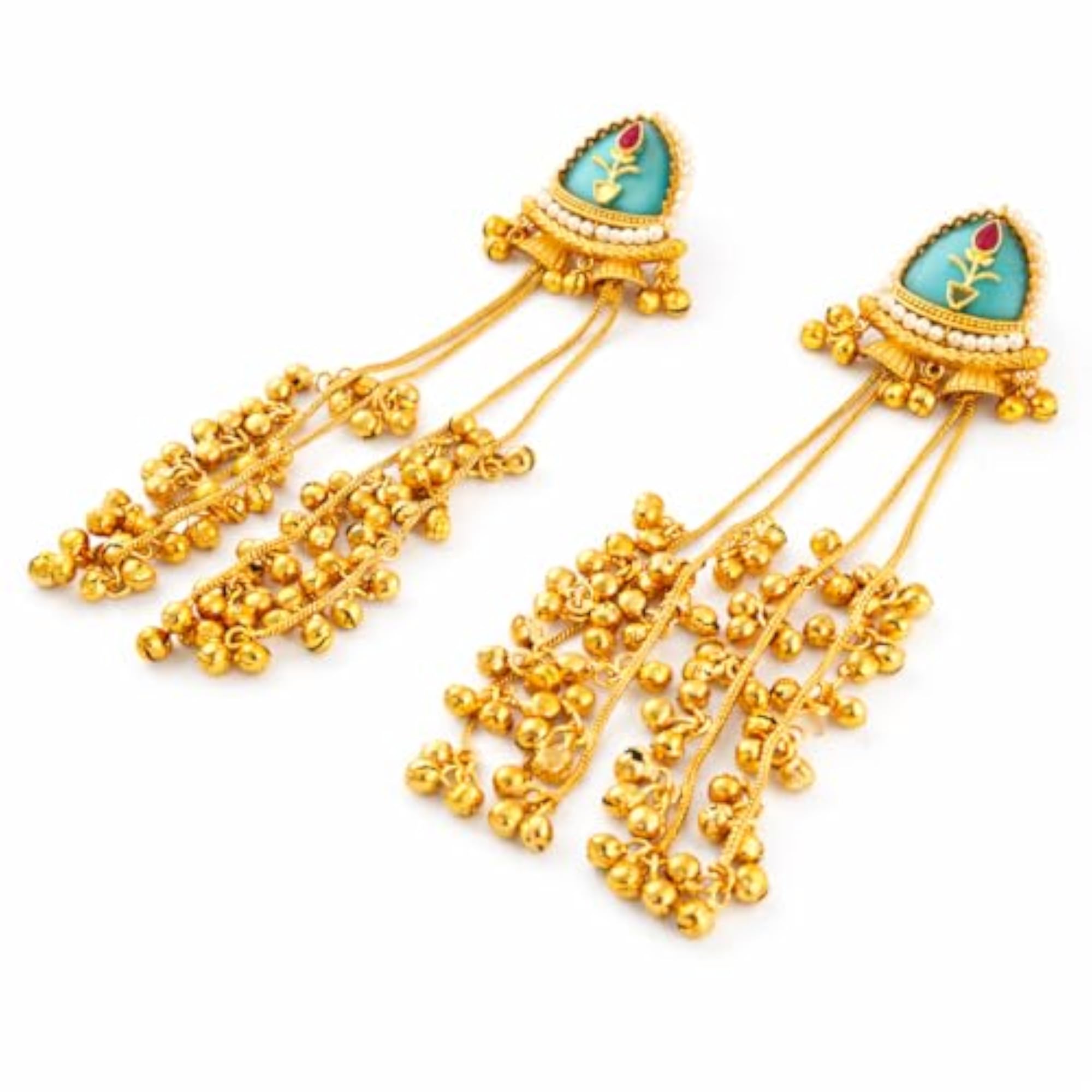 Women's Antique Gold Jhumka Kashmiri Earring Set