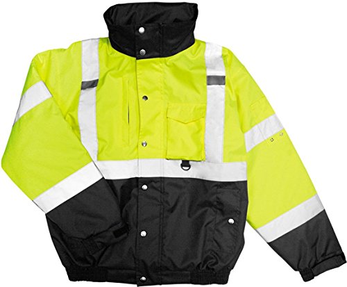 ML Kishigo JS130 Ripstop Fleeced Lined Bomber Jacket, Size: X-large, Color: Lime