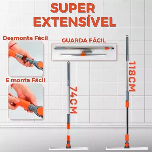 Vassoura Rodo Mágico 2 em 1 - Raspador de Silicone Multifuncional para Limpeza de Todas as Superfíci