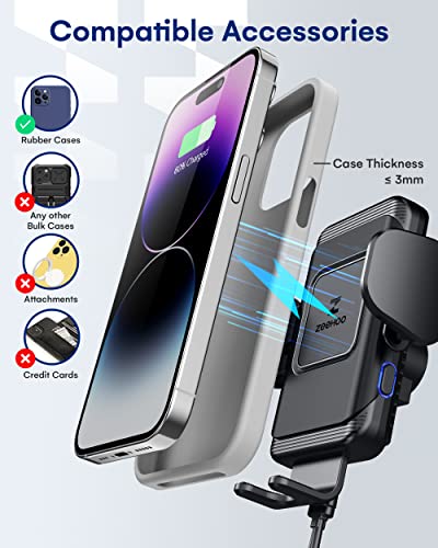 Zeehoo Wireless Car Charger,15W Fast Charging Auto-Clamp Car Mount,Windshield Dash Air Vent Phone Holder For Iphone 14 13 12 Mini 11 Pro Max Xs Xr 8,Samsung S22 S21 S20(45W Qc3.0 Adapter Included) #TOP4