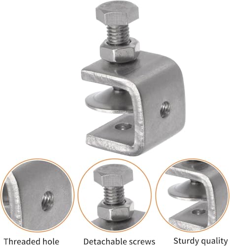 Image of Stainless Steel C Clamps, Mini Tiger Clamp Set for Mounting, Heavy Duty Metal U Clamps, Small Desk G-Clamp with 0.79 Inch Stable Wide Jaw Opening for Metal Working Woodworking Welding Building (6pcs)
