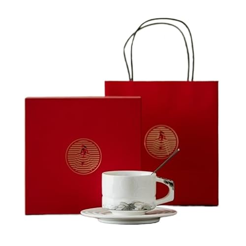 Movni 羊脂玉セラミックコーヒーカップ&ソーサーセット 150ml ホームオフィス向け 高いデザイン感のラテアフタヌーンティーギフト 現代シンプルスタイル カスタマイズロゴ可能