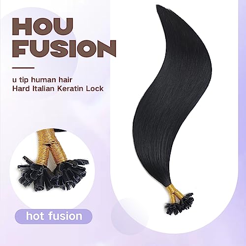 Sindra Keratin Hair Extensions Real Human Hair 16 Inch 50 Strands 40g Jet Black Pre Bonded U Tip Extensions #1 16 Inch - Image 3