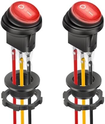 Interruttore Cruscotto Con LED Interruttore Rocker Rotondo LED 12V ON/OFF - 20A, Foro 20mm, Per Auto, Furgone, Barca, Cruscotto Cuphead Switch - Foto 6