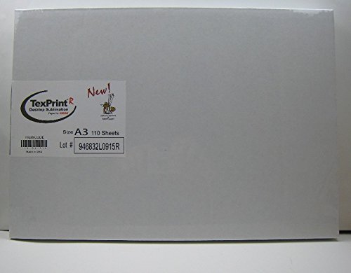 airbrush-city Sublimationspapier Transferfolie Plotterfolie TexPrint-R 110 Stück A3 Sublimation